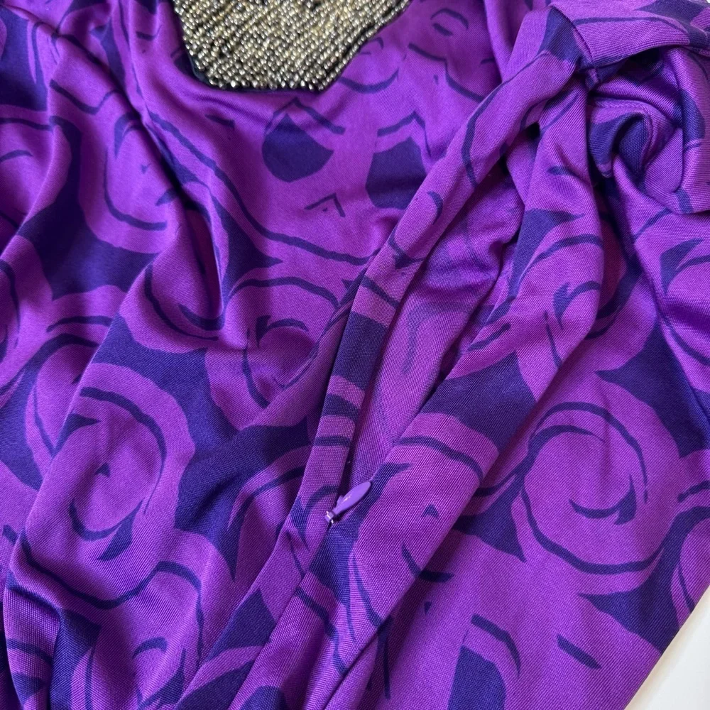Vintage Tori Burch purple beaded dress size small